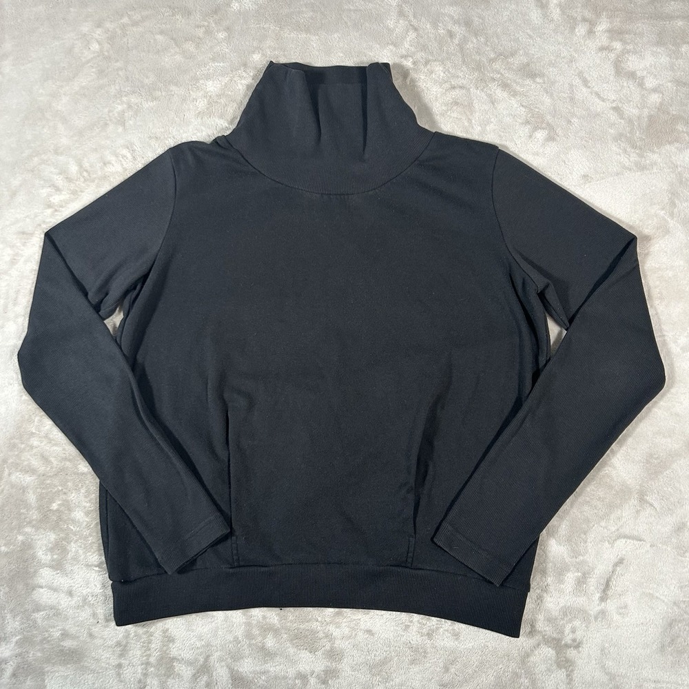 Alo Yoga Hazy Mock Neck Pullover Sweatshirt Black Women's Size Large Oversized